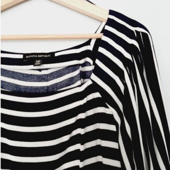 BANANA REPUBLIC Puff Sleeve Boho Square Neck Stripped Crop Blouse Sz S - Picture 3 of 13